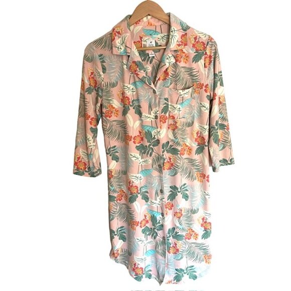 Echo Sleepwear St. Lucia Notch Collar Sleepshirt Small - Picture 2 of 5